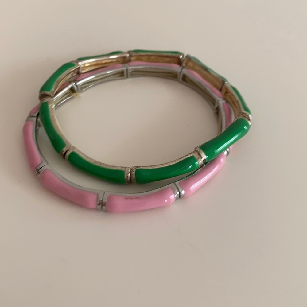 Set of 2 Preppy pink and green bracelets